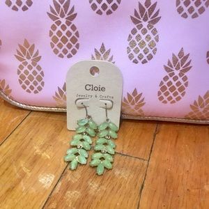 Cloie Sea Green Ivy Gold Earrings NEW!!